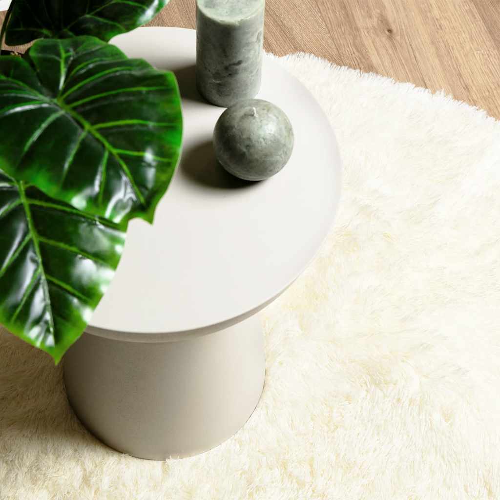 Long pile rug NAVARRA cream 100x100 cm polyester