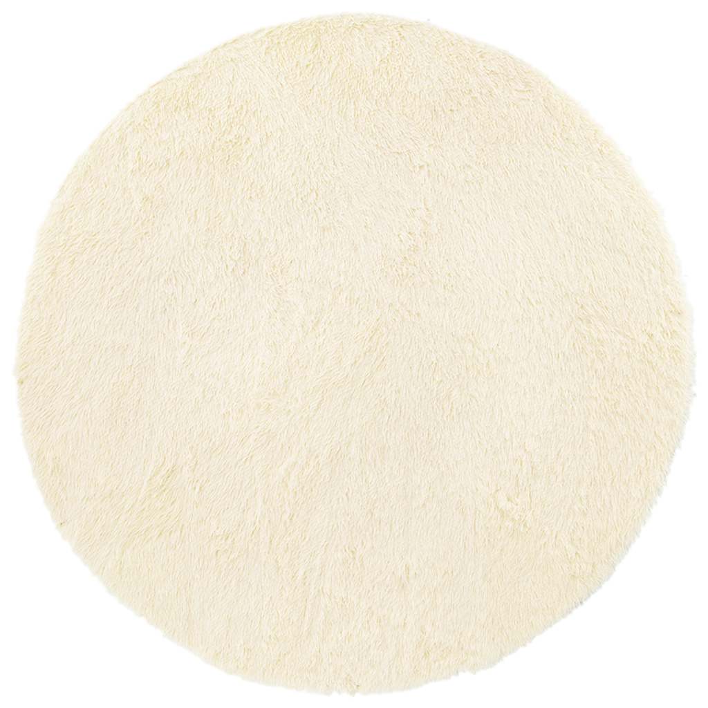 Long pile rug NAVARRA cream white 120x120 cm polyester