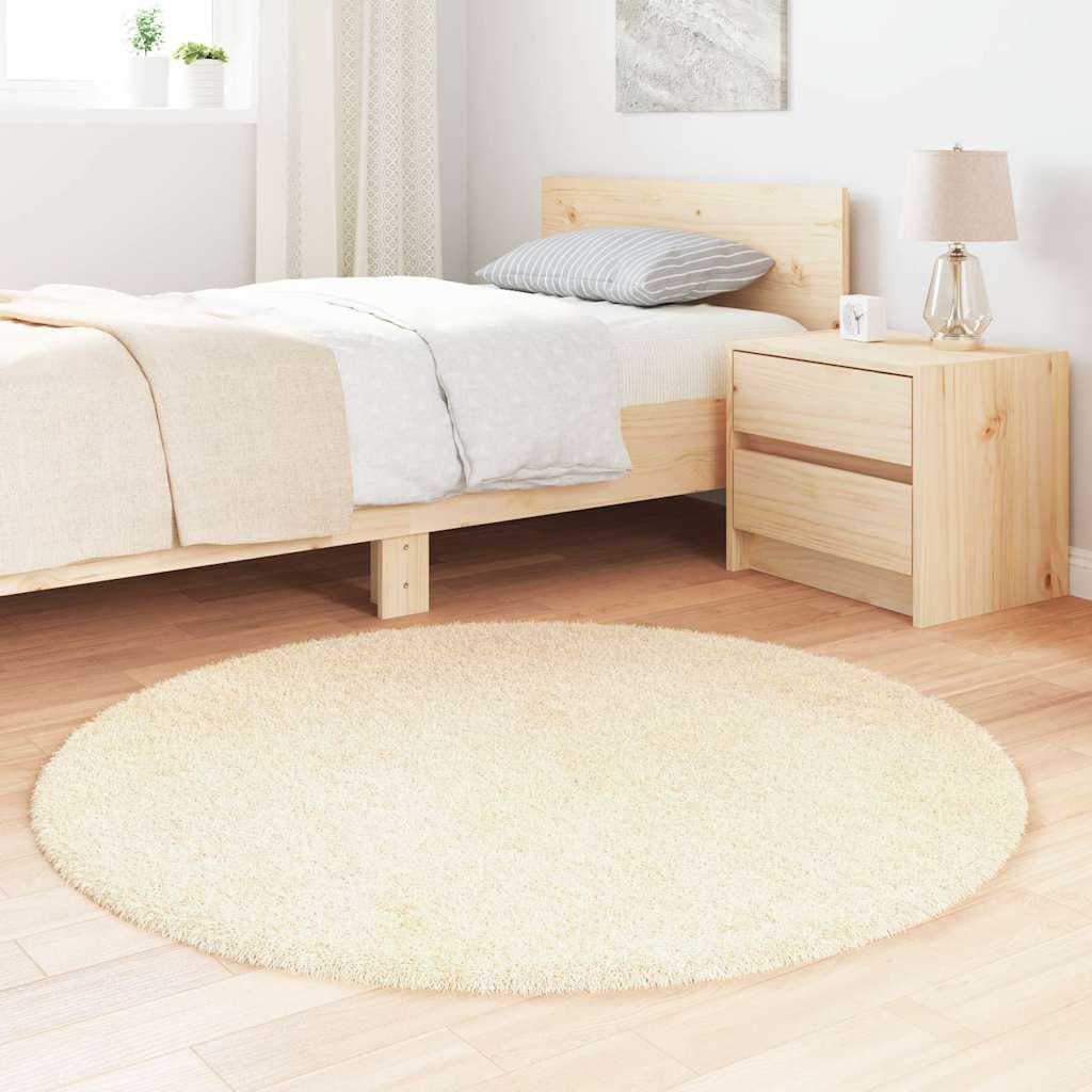 Long pile rug NAVARRA cream white 120x120 cm polyester