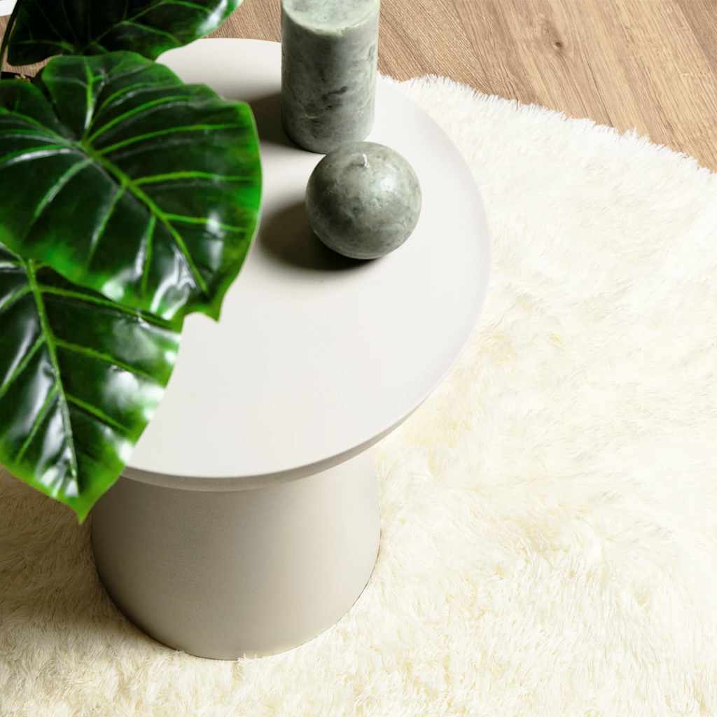 Long pile rug NAVARRA cream white 120x120 cm polyester