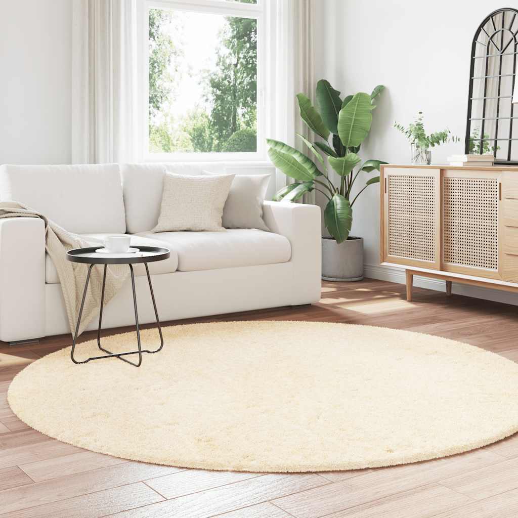 Ryamatta med lång lugg NAVARRA gräddvit 200x200 cm polyester