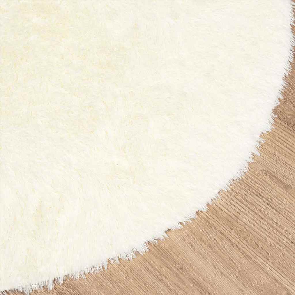 Ryamatta med lång lugg NAVARRA gräddvit 200x200 cm polyester