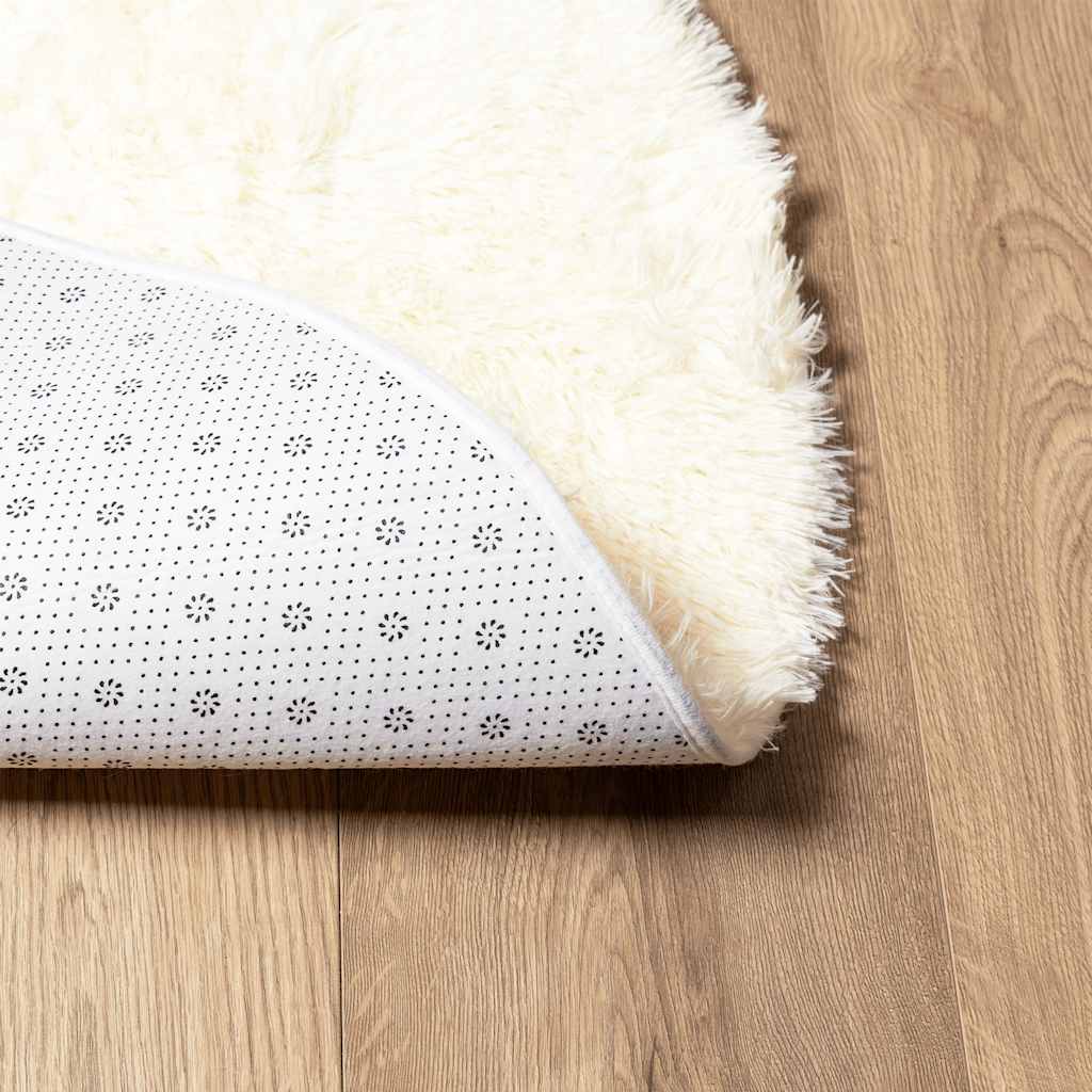 Ryamatta med lång lugg NAVARRA gräddvit 200x200 cm polyester