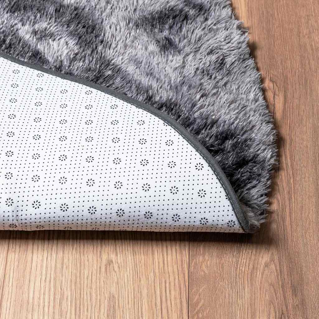 Long pile rug NAVARRA dark grey 200x200 cm polyester
