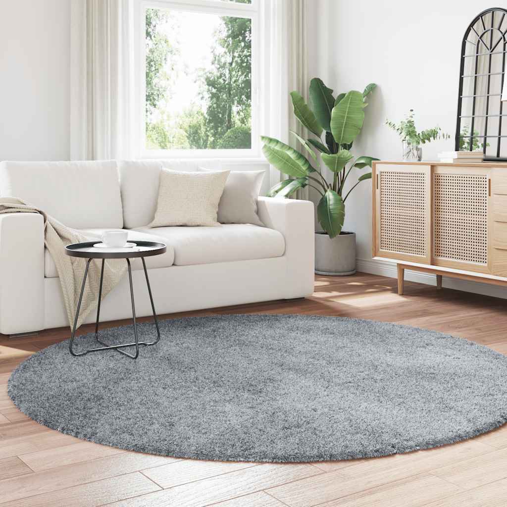Long pile rug NAVARRA silver grey 200x200 cm polyester