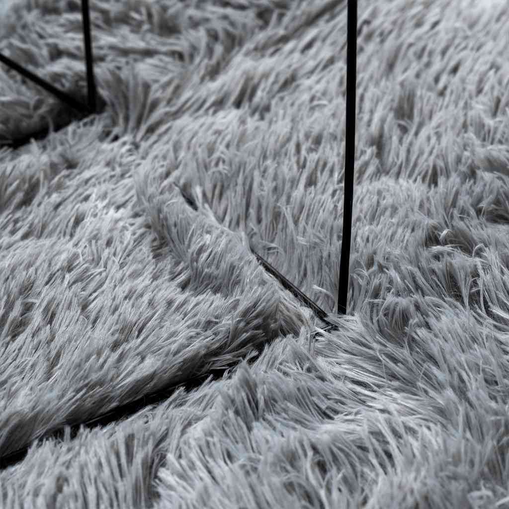 Long pile rug NAVARRA silver grey 200x200 cm polyester