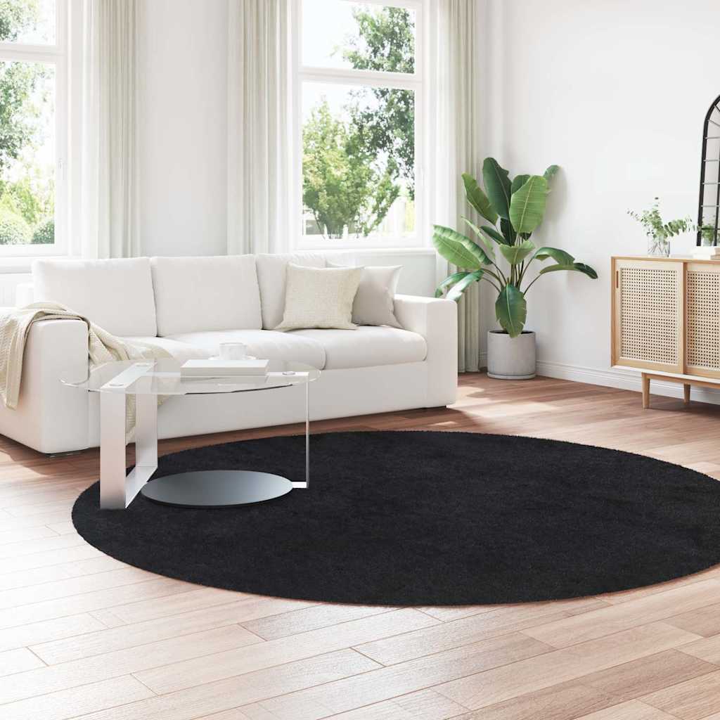 Long pile rug NAVARRA black 240x240 cm polyester