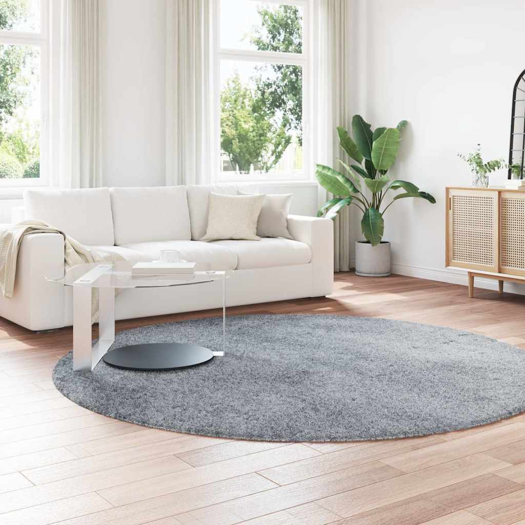 Long pile rug NAVARRA silver grey 240x240 cm polyester