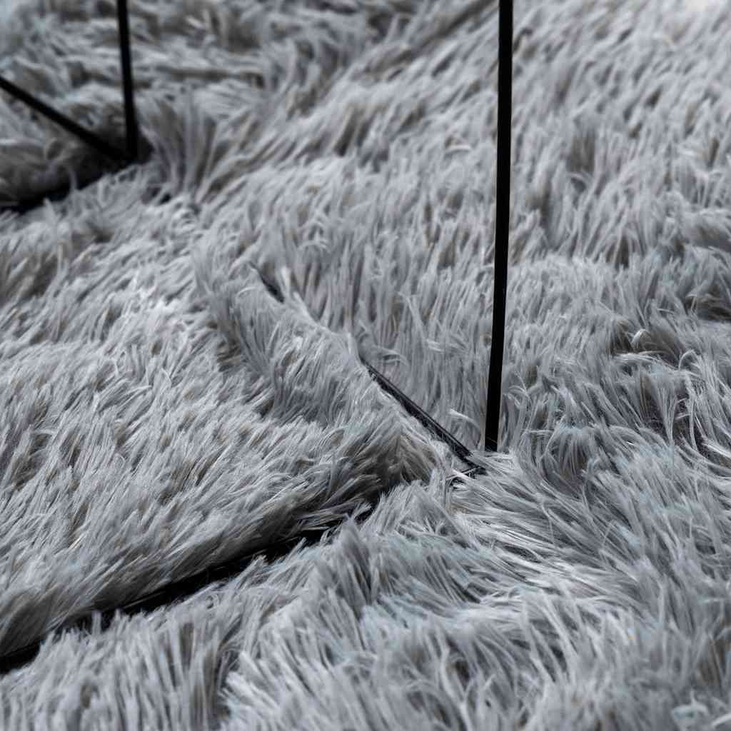 Long pile rug NAVARRA silver grey 240x240 cm polyester