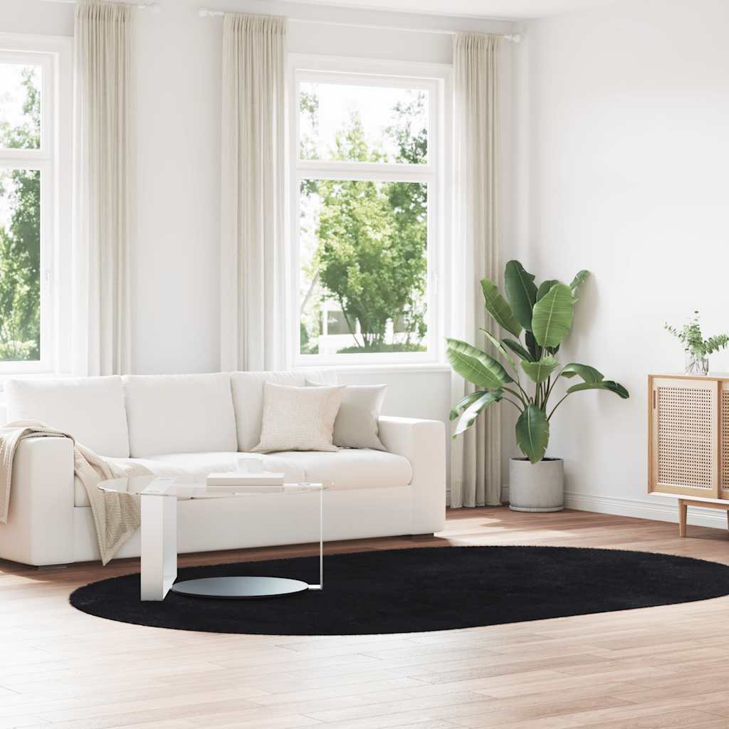Long pile rug NAVARRA black 300x200 cm polyester