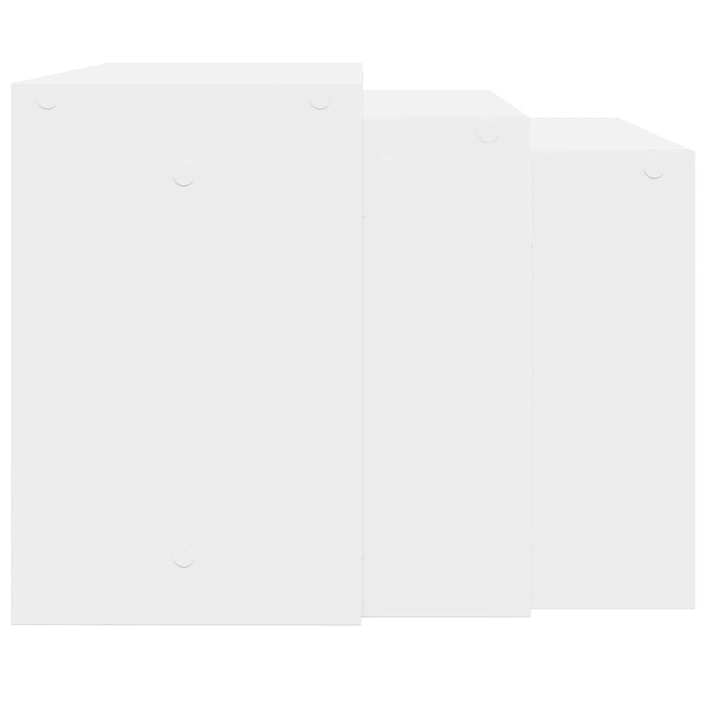 Set of 3 tables, white engineered wood