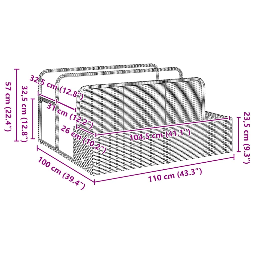 Floating storage by the pool black 110x100x57 cm synthetic rattan