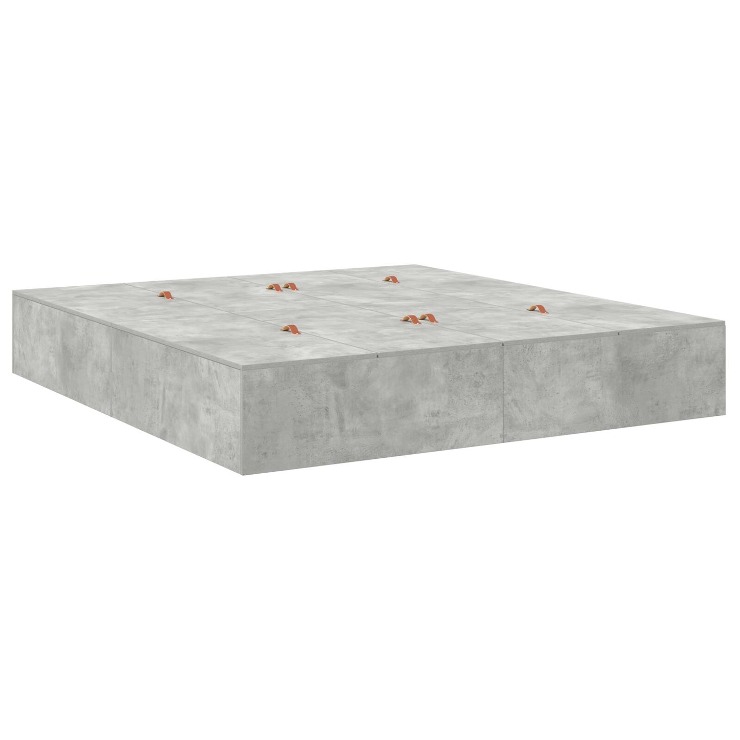 Förvaringssängram Betonggrå 200x200 cm