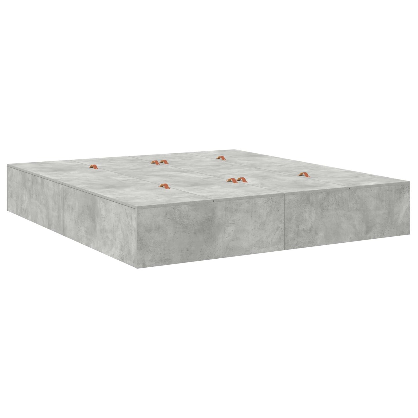 Förvaringssängram Betonggrå 200x200 cm