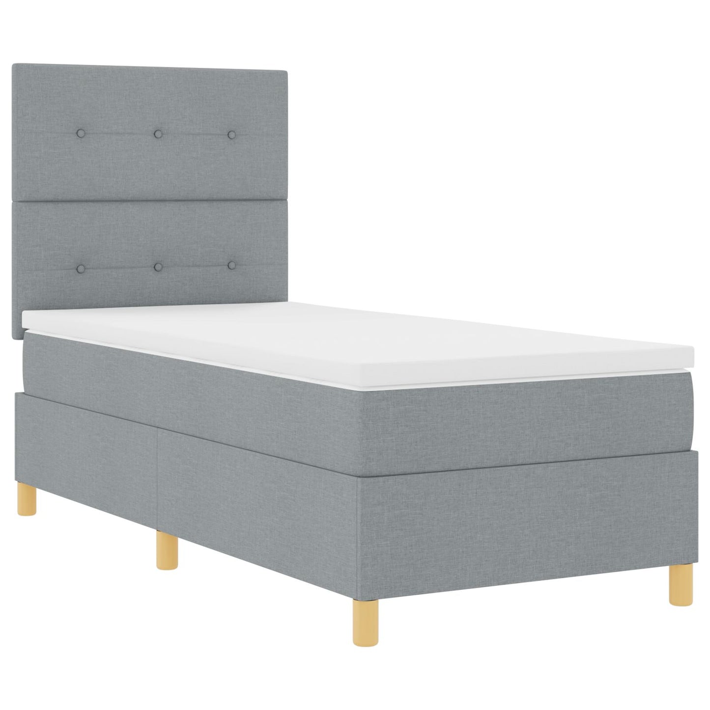 Boxsäng med madrass Ljusgrå 90x200 cm Tyg