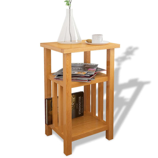 Sidobord med tidningshylla 27x35x55 cm massiv ek