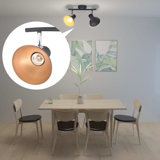 Ceiling lamp for 2 lamps E27 black and gold