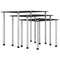 Set of 3 black tempered glass tables