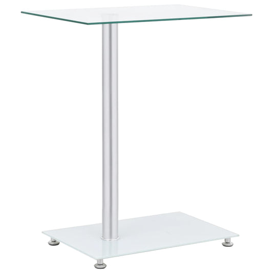 U-format sidobord genomskinligt 45x30x58 cm härdat glas
