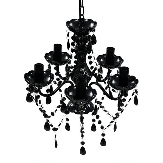 Chandelier with crystals 5 bulbs black