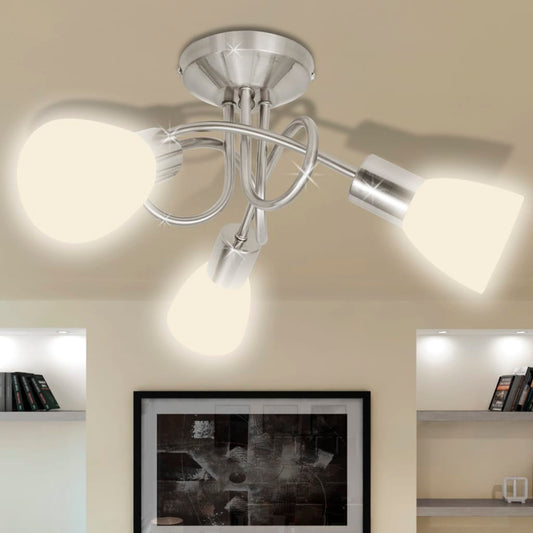 Ceiling lamp with oval glass shades for 3 E14 bulbs