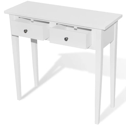 Side table with two drawers, white