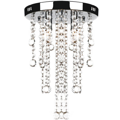 White metal chandelier with crystals