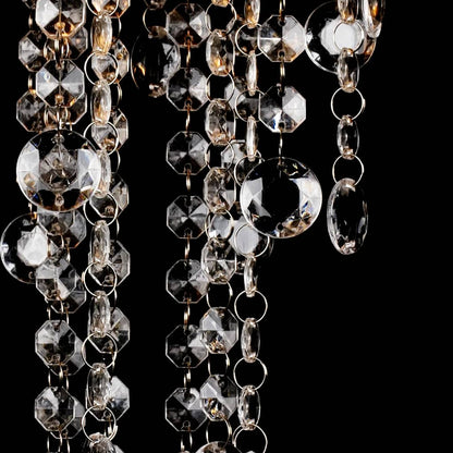 White metal chandelier with crystals