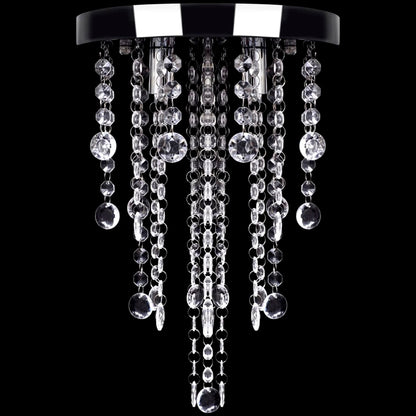 White metal chandelier with crystals
