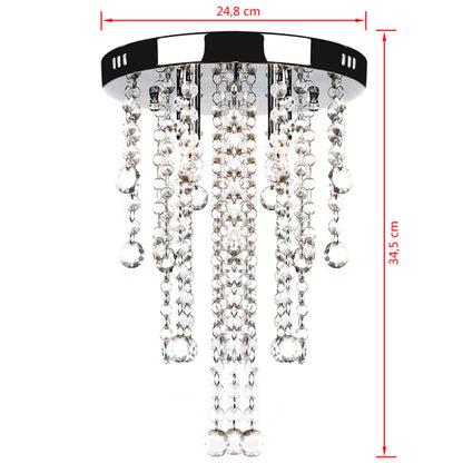 White metal chandelier with crystals