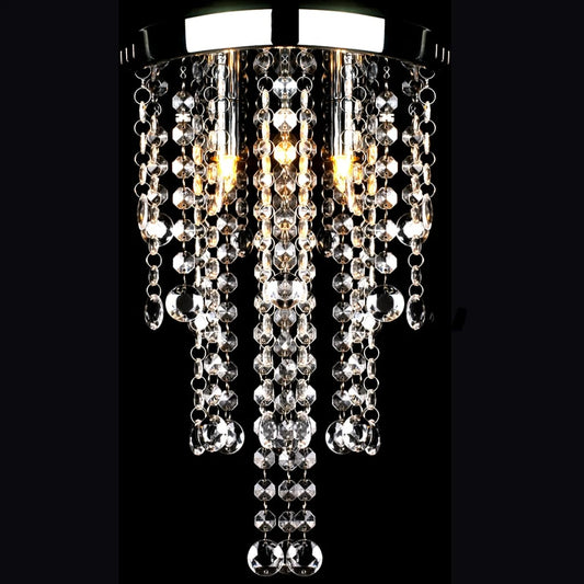 White metal chandelier with crystals