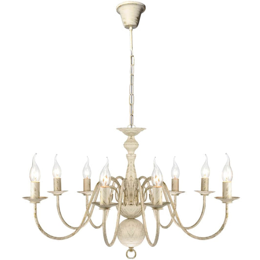 Crystal chandelier antique white metal 8 x E14 sockets