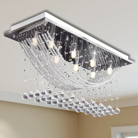 Ceiling lamp with sparkling glass crystals white 8 x G9 29 cm