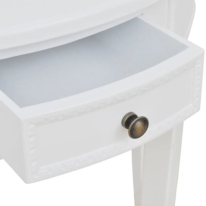 Console table with drawer, half-round, white