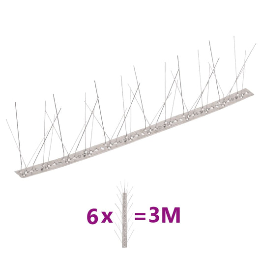 5-row Bird spikes in stainless steel 6 pcs 3 m