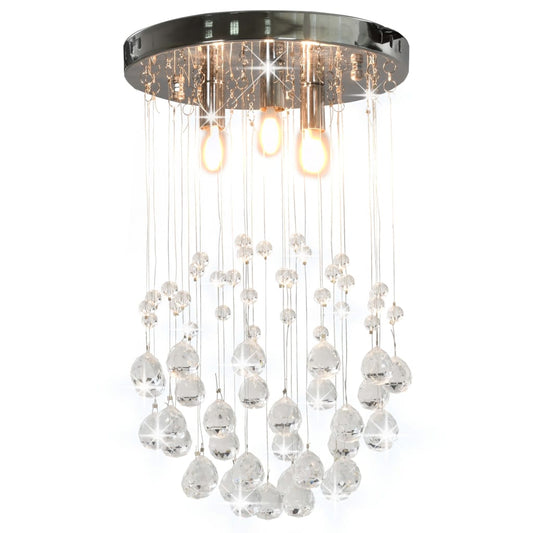 Ceiling lamp with crystal beads silver sphere 3 x G9 bulbs