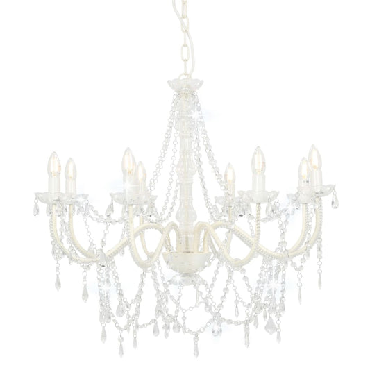 Ceiling chandelier with pearls white 8 x E14 bulbs