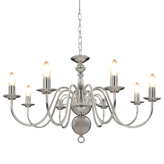 Ceiling chandelier silver 8 x E14 bulbs
