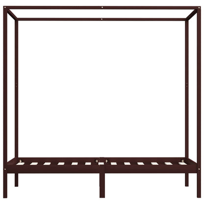 Sänghimmel utan madrass mörkbrun massivt trä 90x200 cm