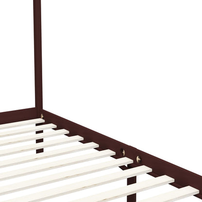 Sänghimmel utan madrass mörkbrun massivt trä 90x200 cm