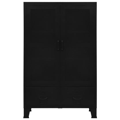 Kontorsskåp med nätdörrar industriell svart 75x40x120 cm stål