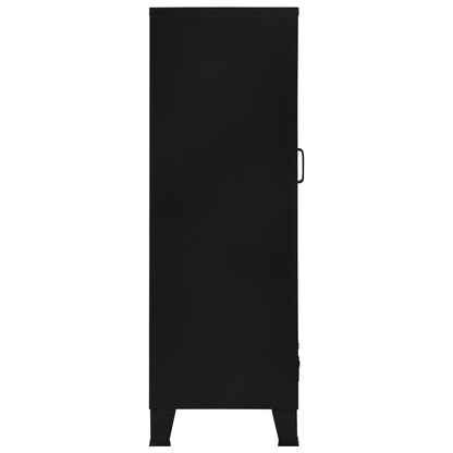 Kontorsskåp med nätdörrar industriell svart 75x40x120 cm stål