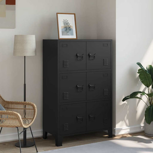 Industrial storage cabinet black 75x40x120 cm steel