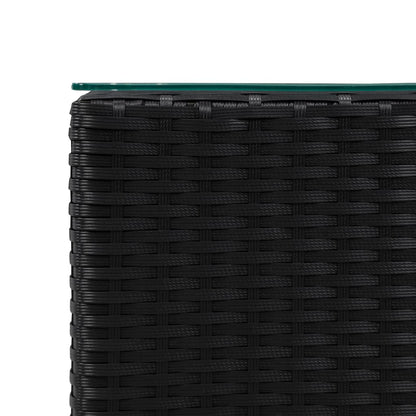 Sidobord 3 delar med glasskiva svart konstrotting