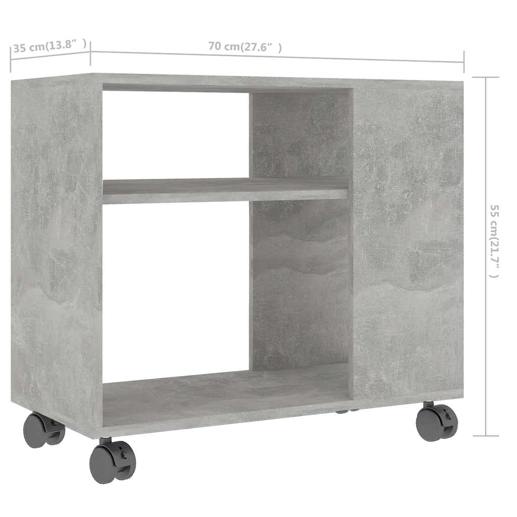 Sidobord betonggrå 70x35x55 cm konstruerat trä