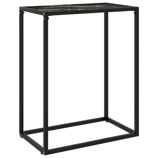 Console table black 60x35x75 cm tempered glass