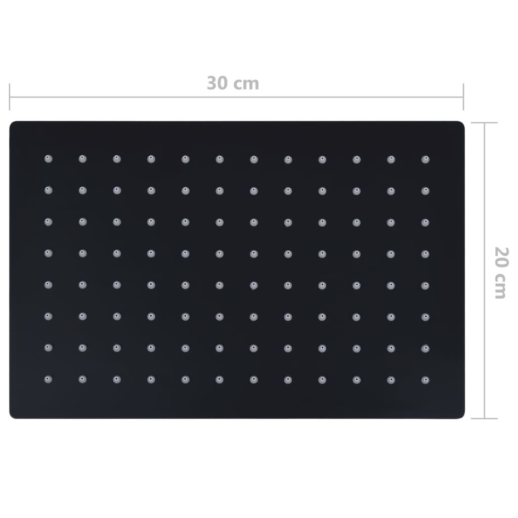 Regnduschhuvud rostfritt stål 30x20 cm rektangulärt svart