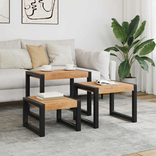 Set of 3 solid wood tables