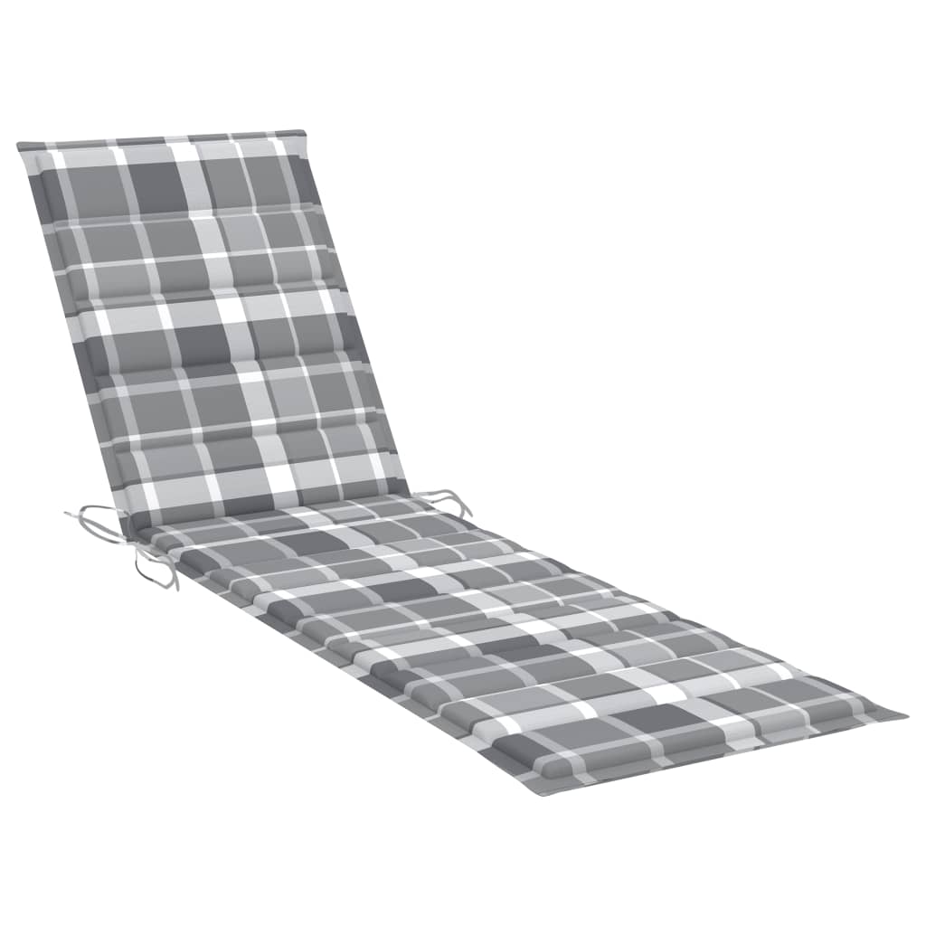 Solsäng med bord och dyna massiv teak