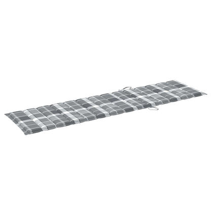 Solsäng med bord och dyna massiv teak
